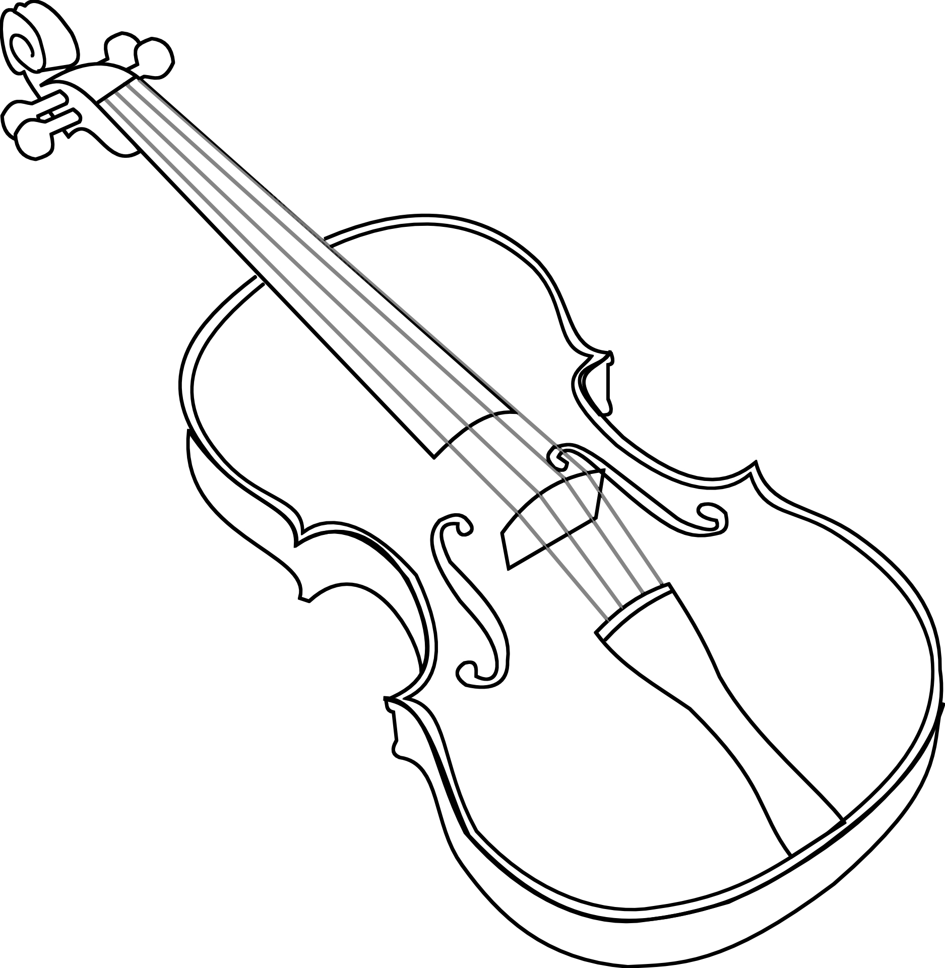free violin clipart black and white - photo #5